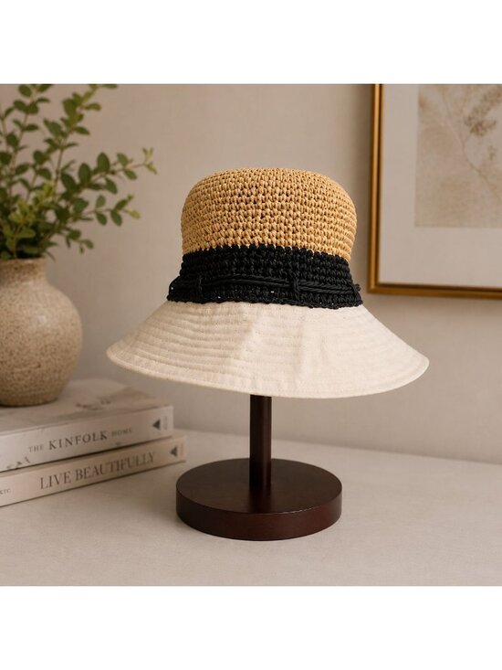 Obagi Medical Straw Sun Hat Wide Brim Beach Resort Neutral Style Coastal Vacatio main image 5